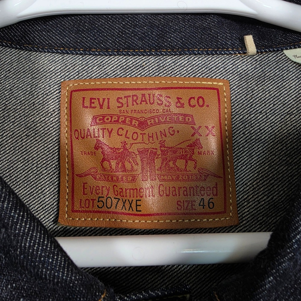 Levi's 507XXE Type II Jacket Mens 46 XXL Dark Indigo Selvedge Japan Big E T-Back - Picture 5 of 16